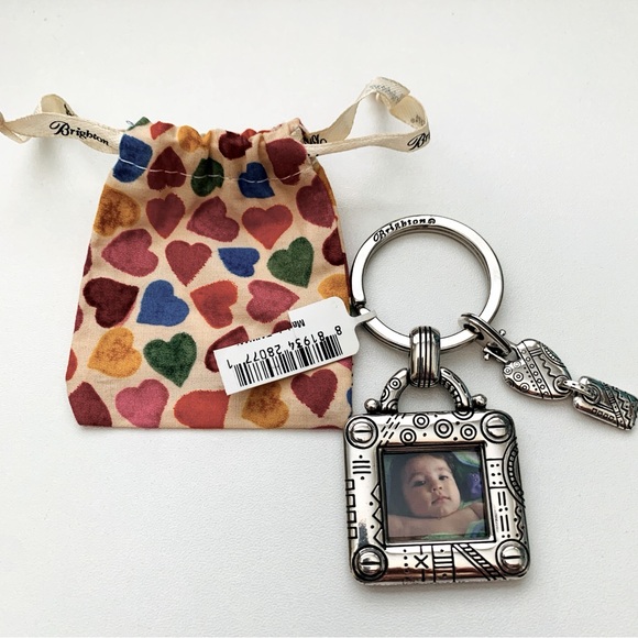 BRIGHTON Manchester Silver Plated Square Photo Charm Key Fob NWT - Picture 3 of 8